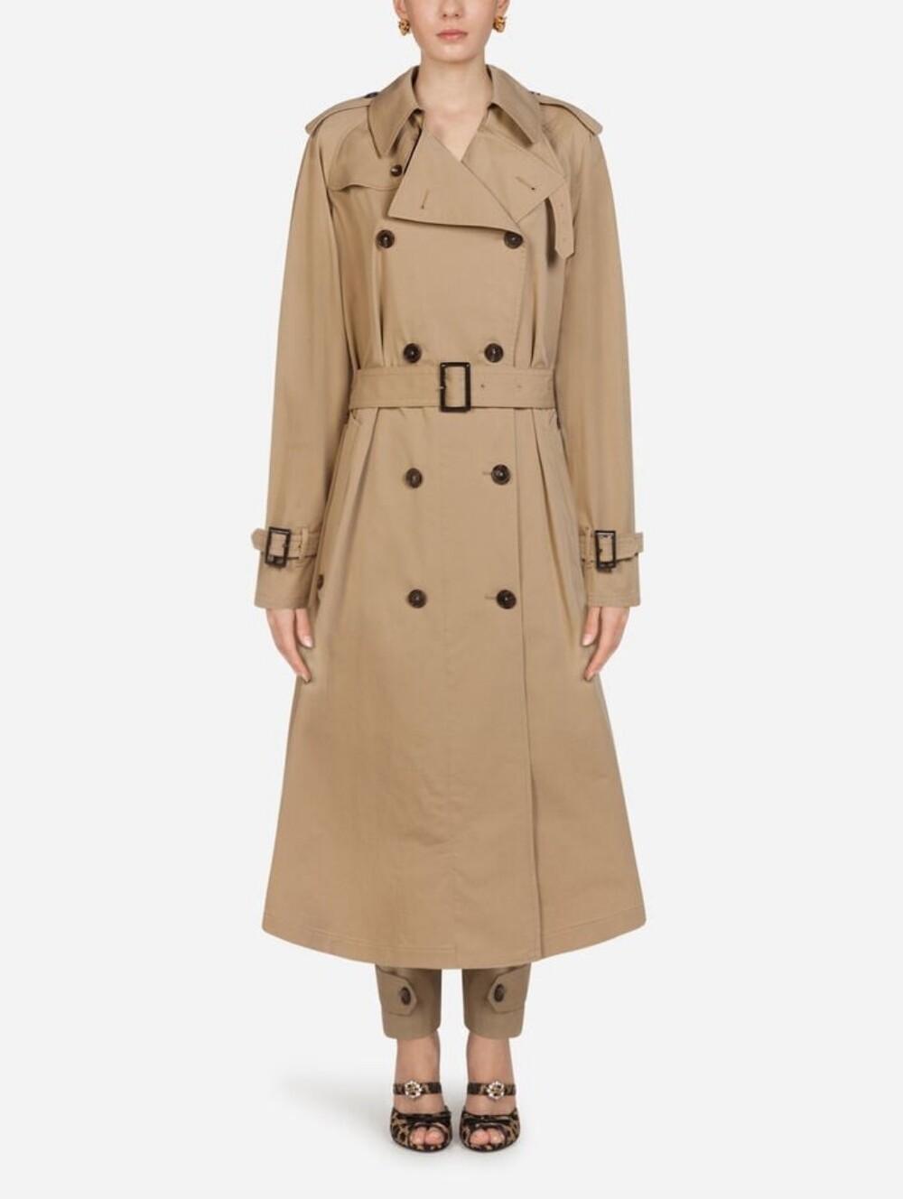 Dolce & Gabbana Classic Double-Breasted Trench Coat in Stretch Gabardine